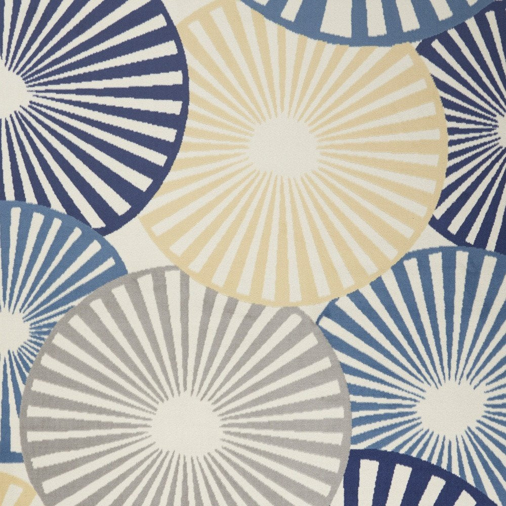 7' X 10' Beige and Blue Geometric Power Loom Area Rug