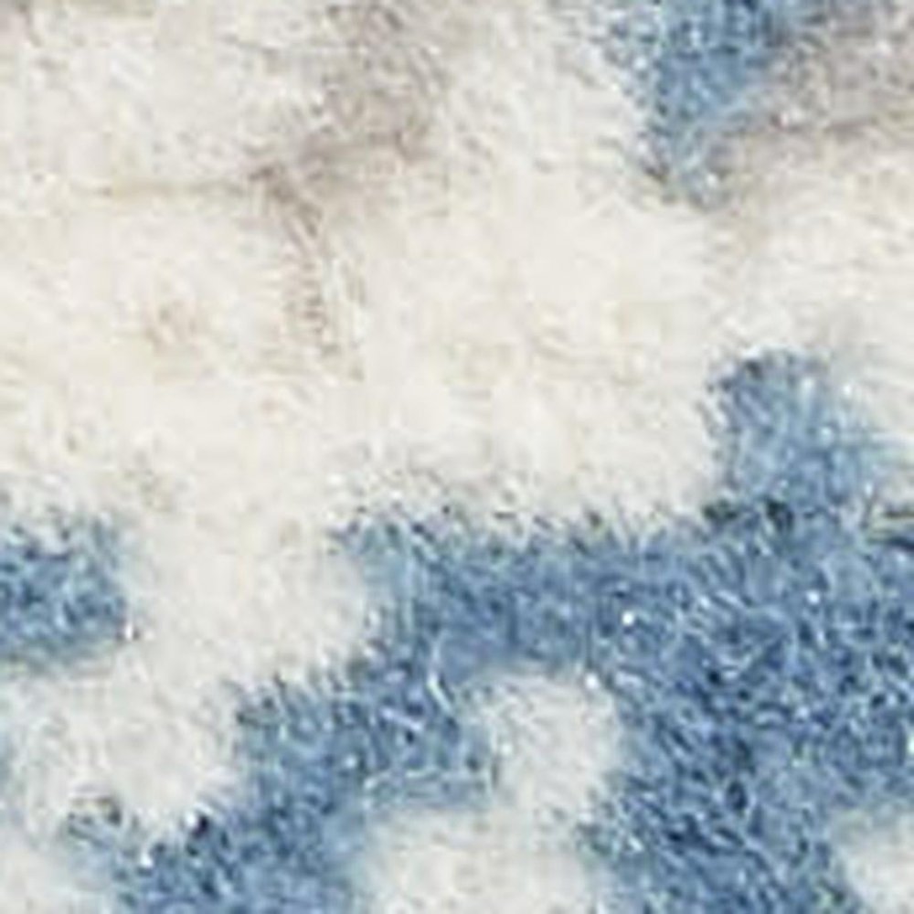 8' Blue And Ivory Plaid Runner Rug