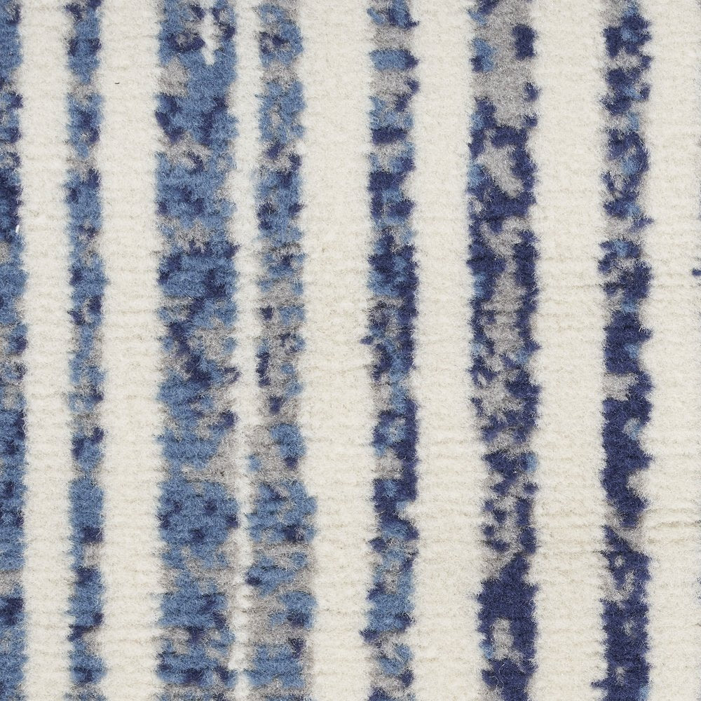 8' Blue And Gray Striped Runner Rug