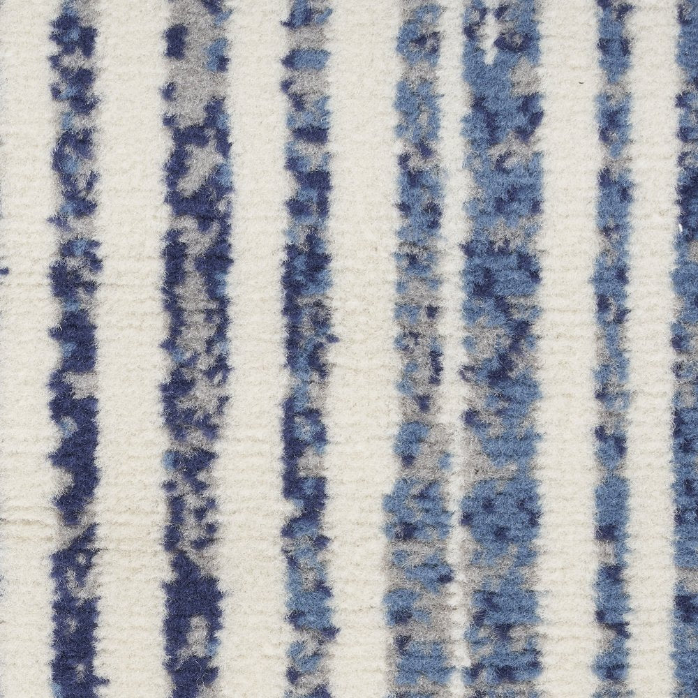 8' Blue And Gray Striped Runner Rug