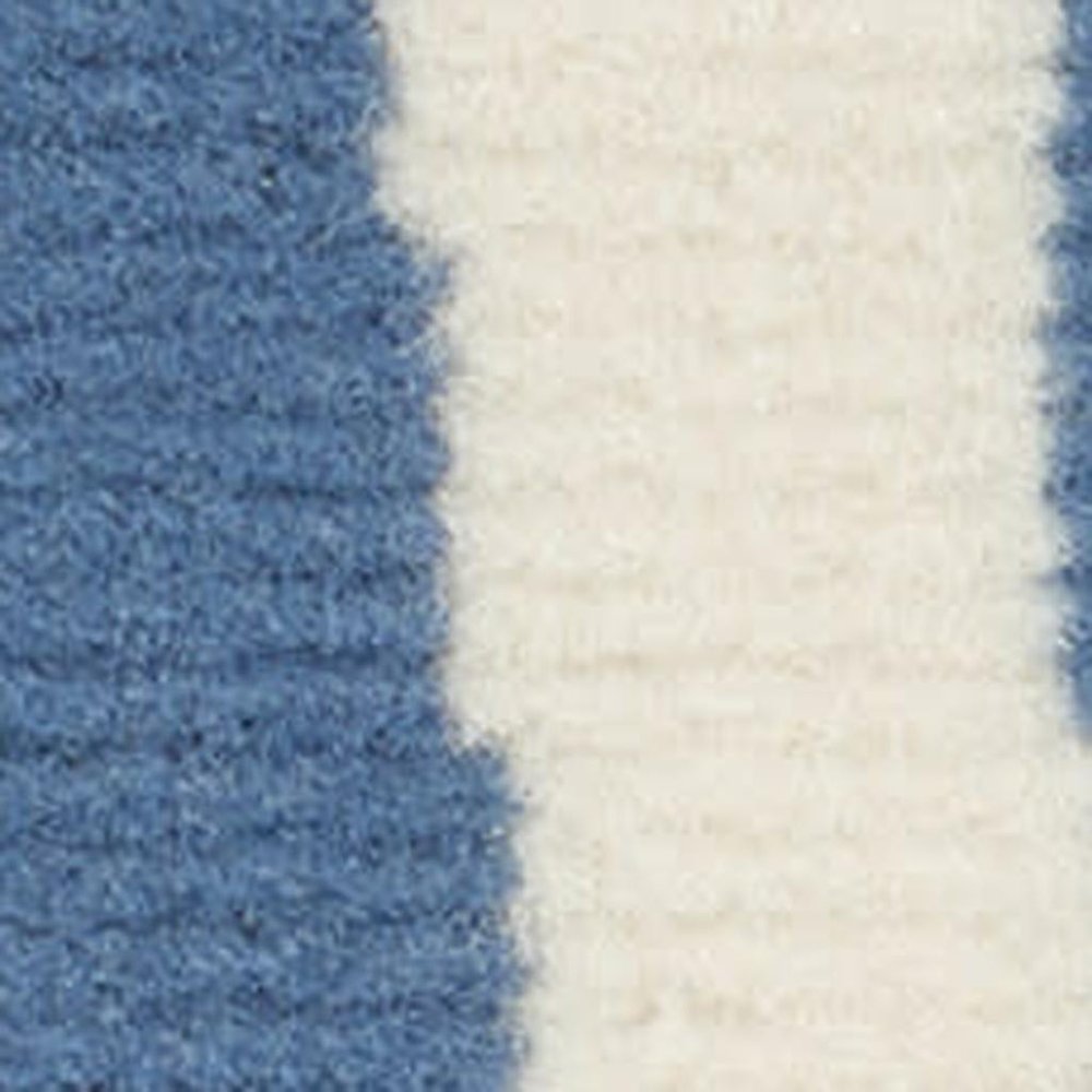 10' Ivory Blue And Gray Geometric Runner Rug