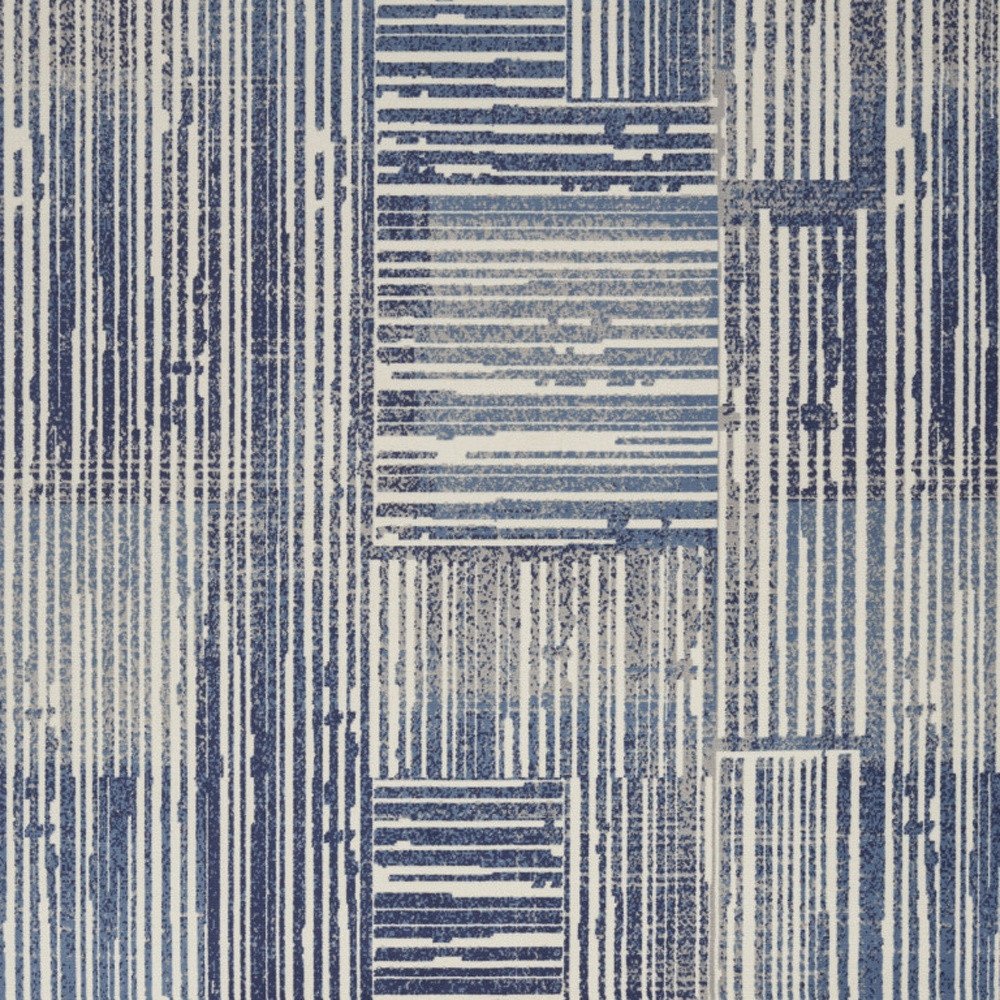 5' X 7' Blue and Gray Striped Power Loom Area Rug