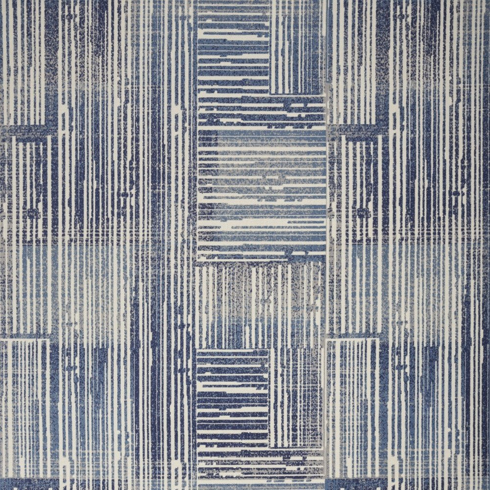 5' X 7' Blue and Gray Striped Power Loom Area Rug