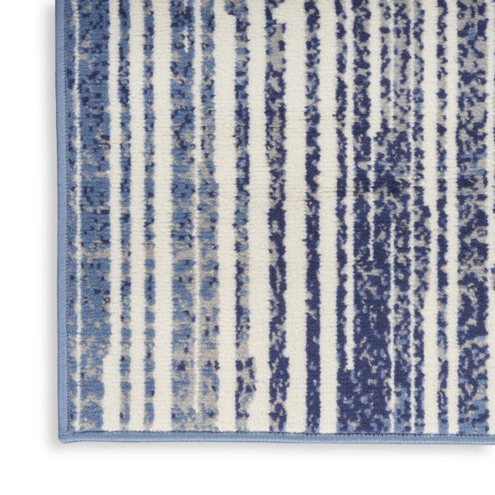 5' X 7' Blue and Gray Striped Power Loom Area Rug