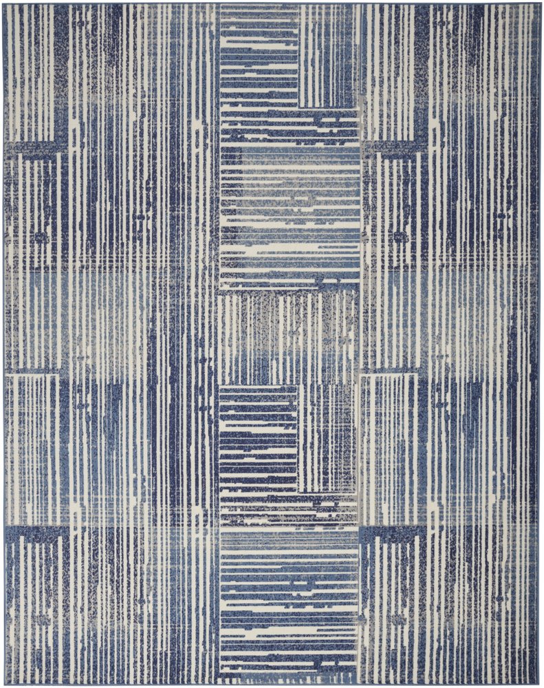 5' X 7' Blue and Gray Striped Power Loom Area Rug