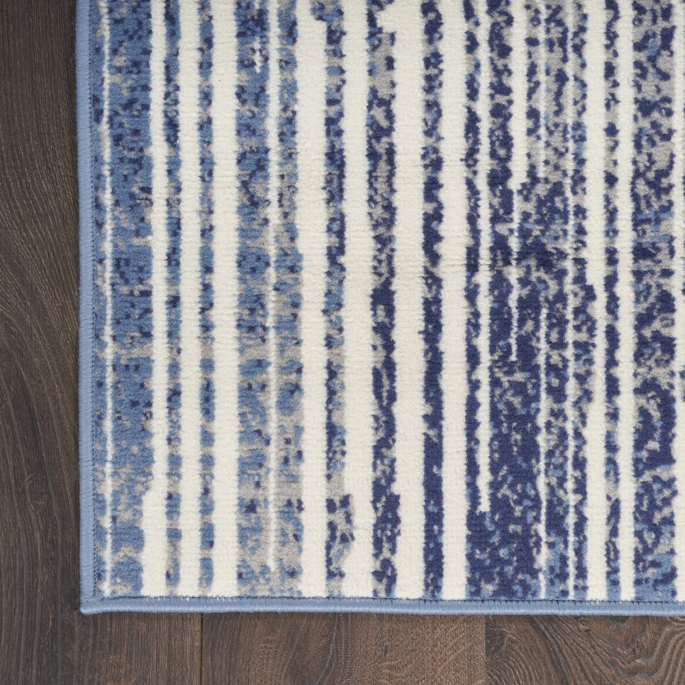 5' X 7' Blue and Gray Striped Power Loom Area Rug