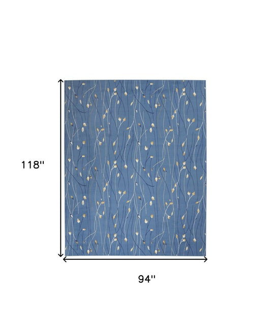 8' X 10' Blue and Beige Floral Power Loom Area Rug