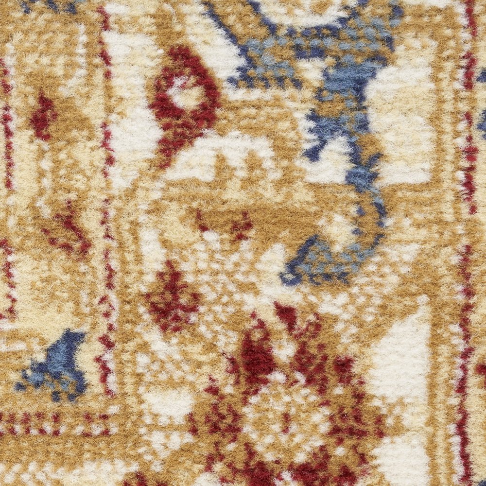 8' Blue And Gold Medallion Distressed Runner Rug