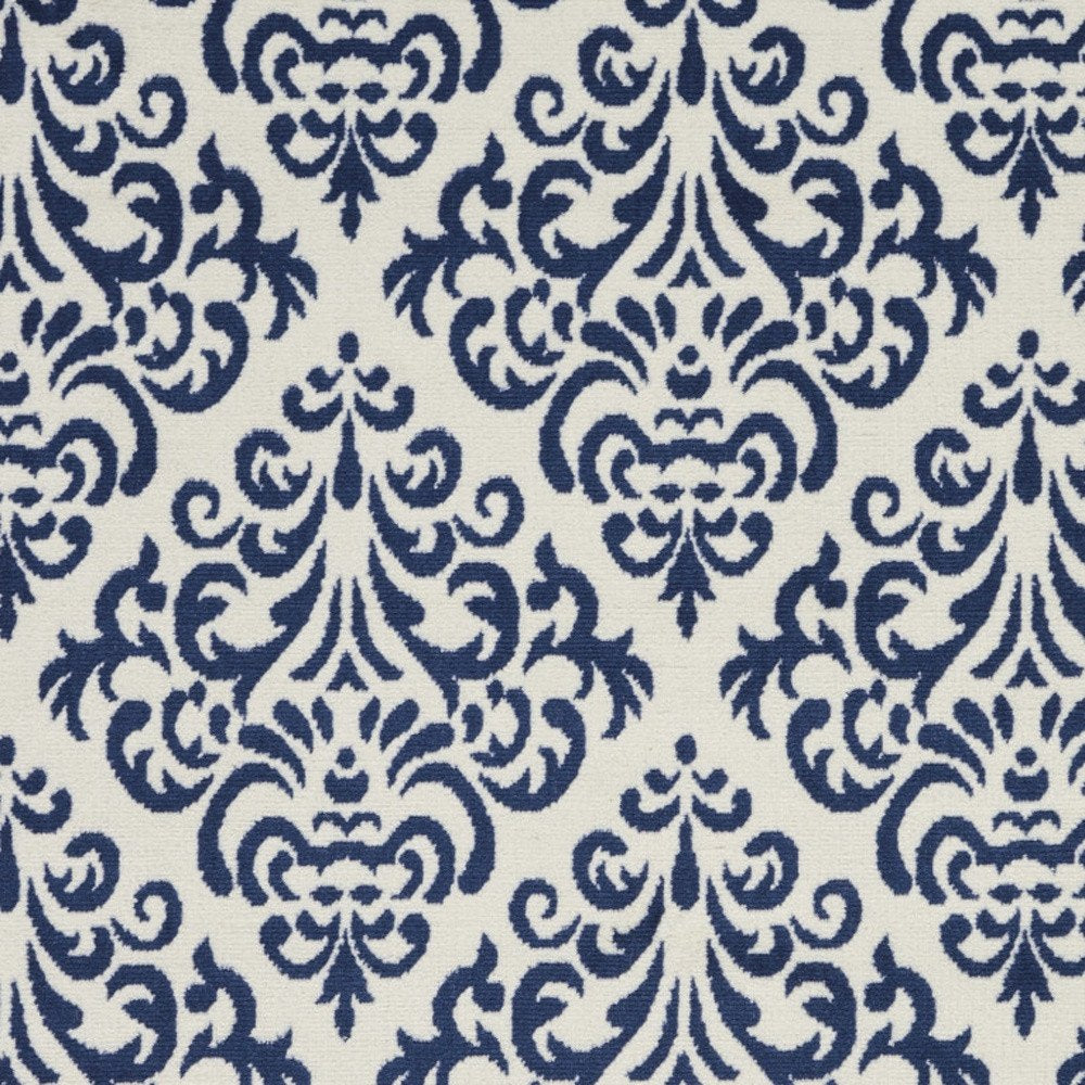 4' X 6' Blue and White Damask Power Loom Area Rug