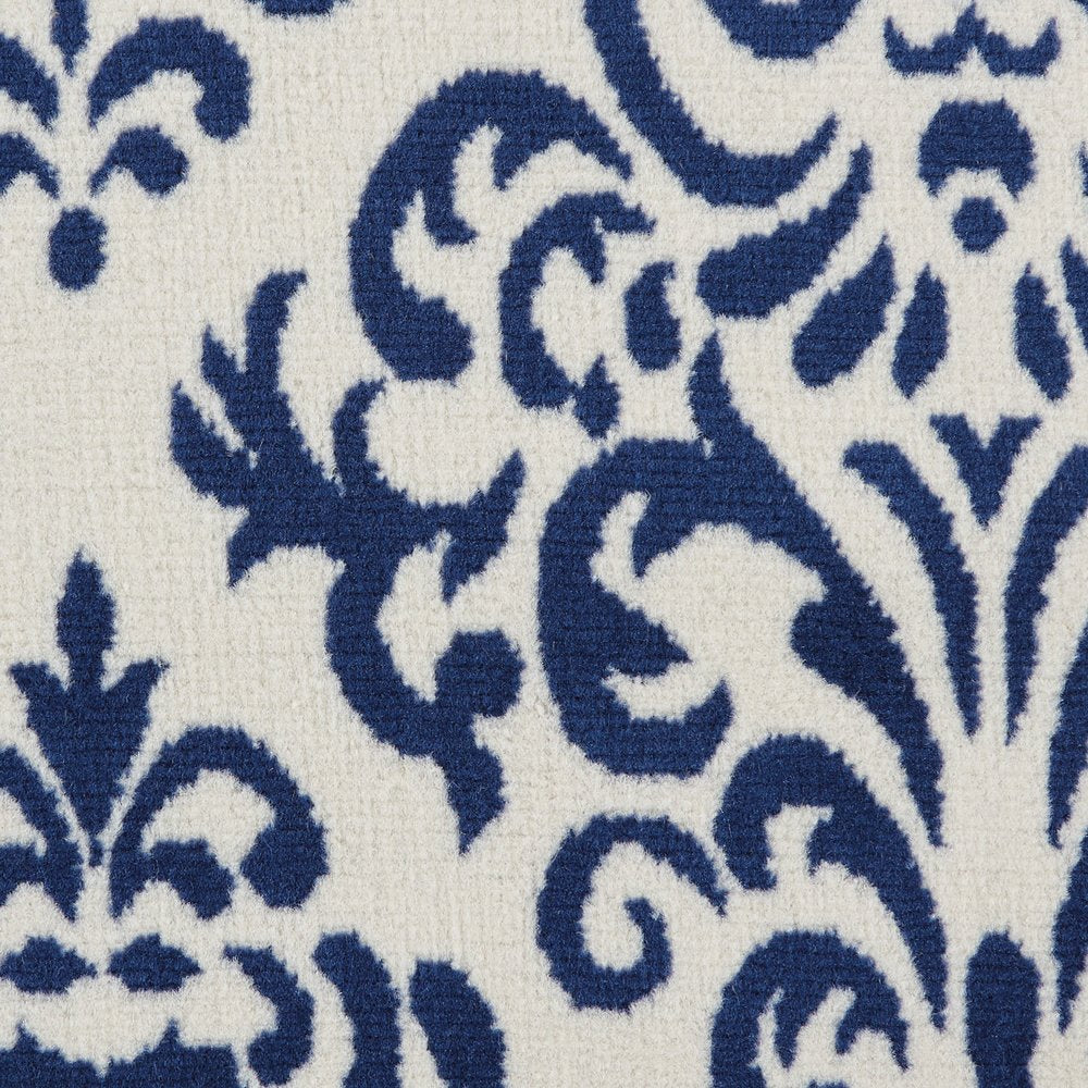 4' X 6' Blue and White Damask Power Loom Area Rug