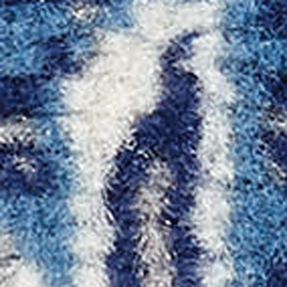 7' X 10' Blue and Beige Floral Power Loom Area Rug