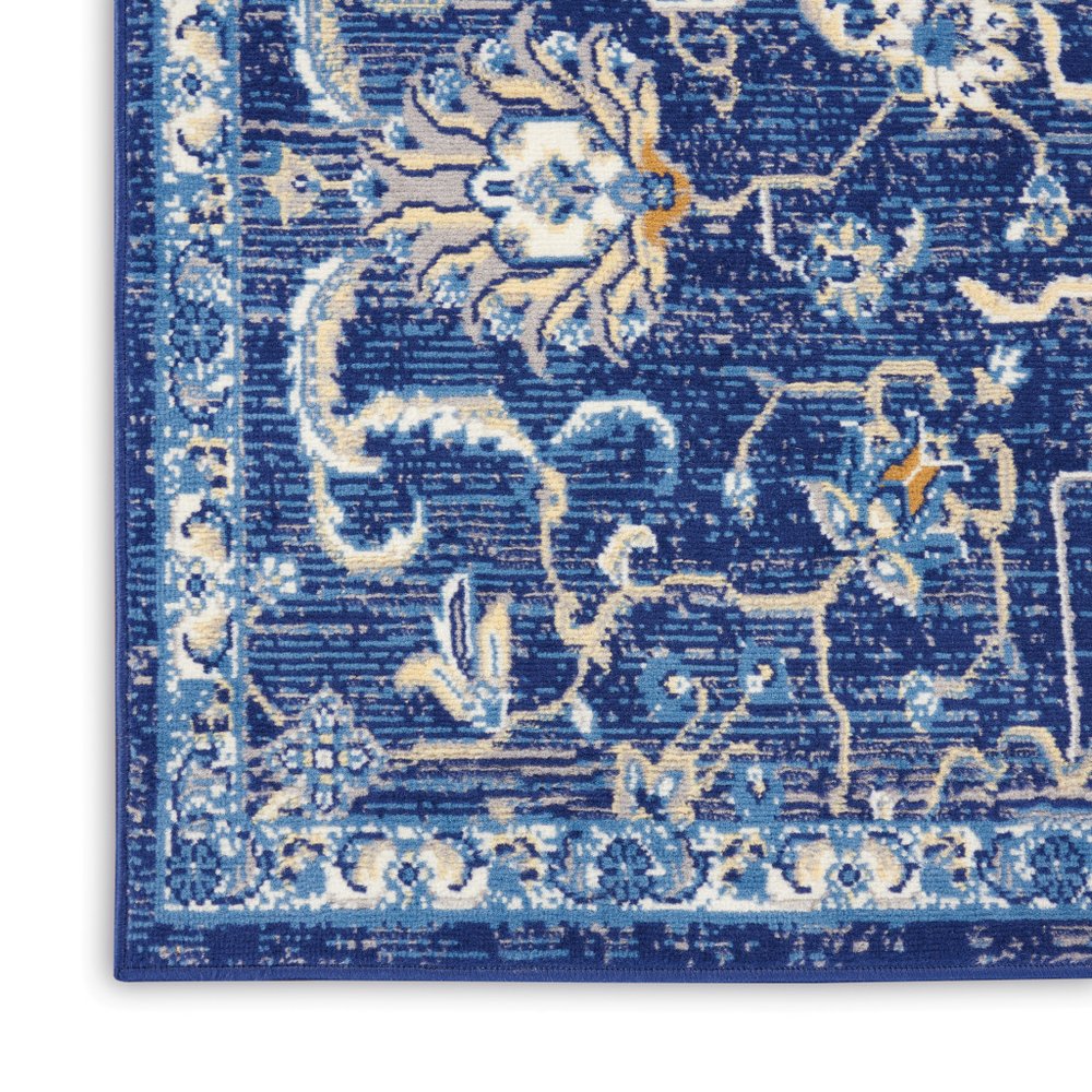 7' X 10' Blue and Beige Floral Power Loom Area Rug