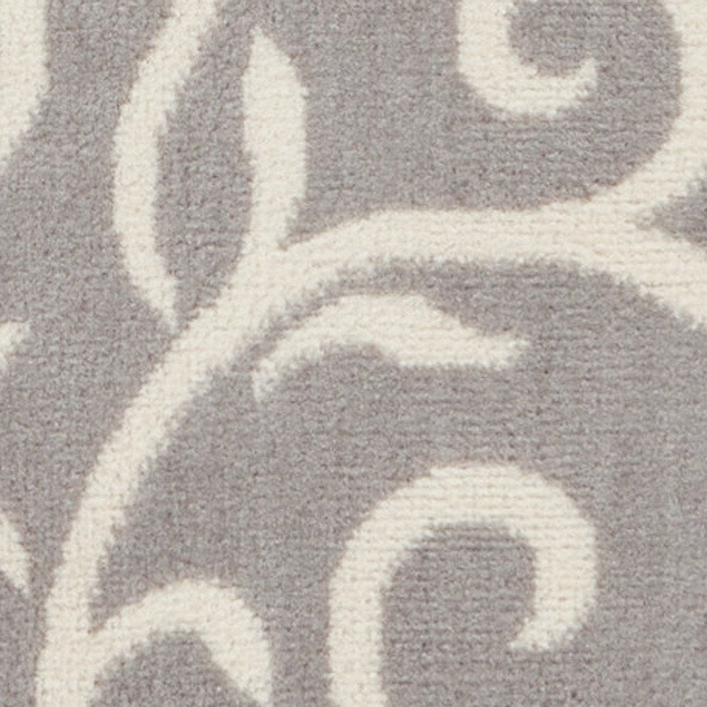 4' X 6' Gray and Ivory Floral Vines Power Loom Area Rug