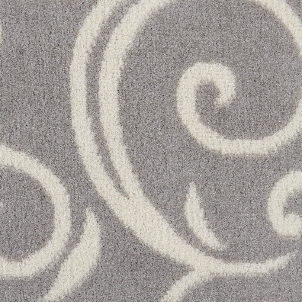 4' X 6' Gray and Ivory Floral Vines Power Loom Area Rug