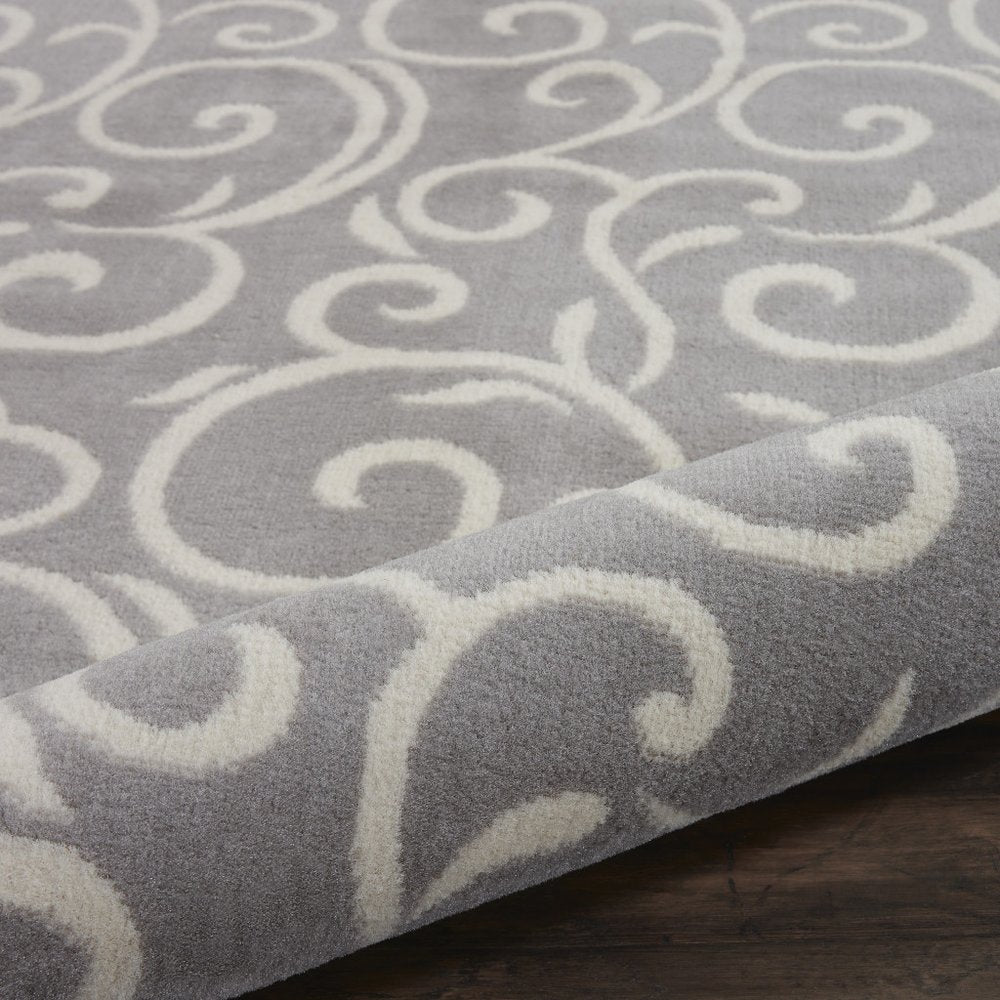 4' X 6' Gray and Ivory Floral Vines Power Loom Area Rug