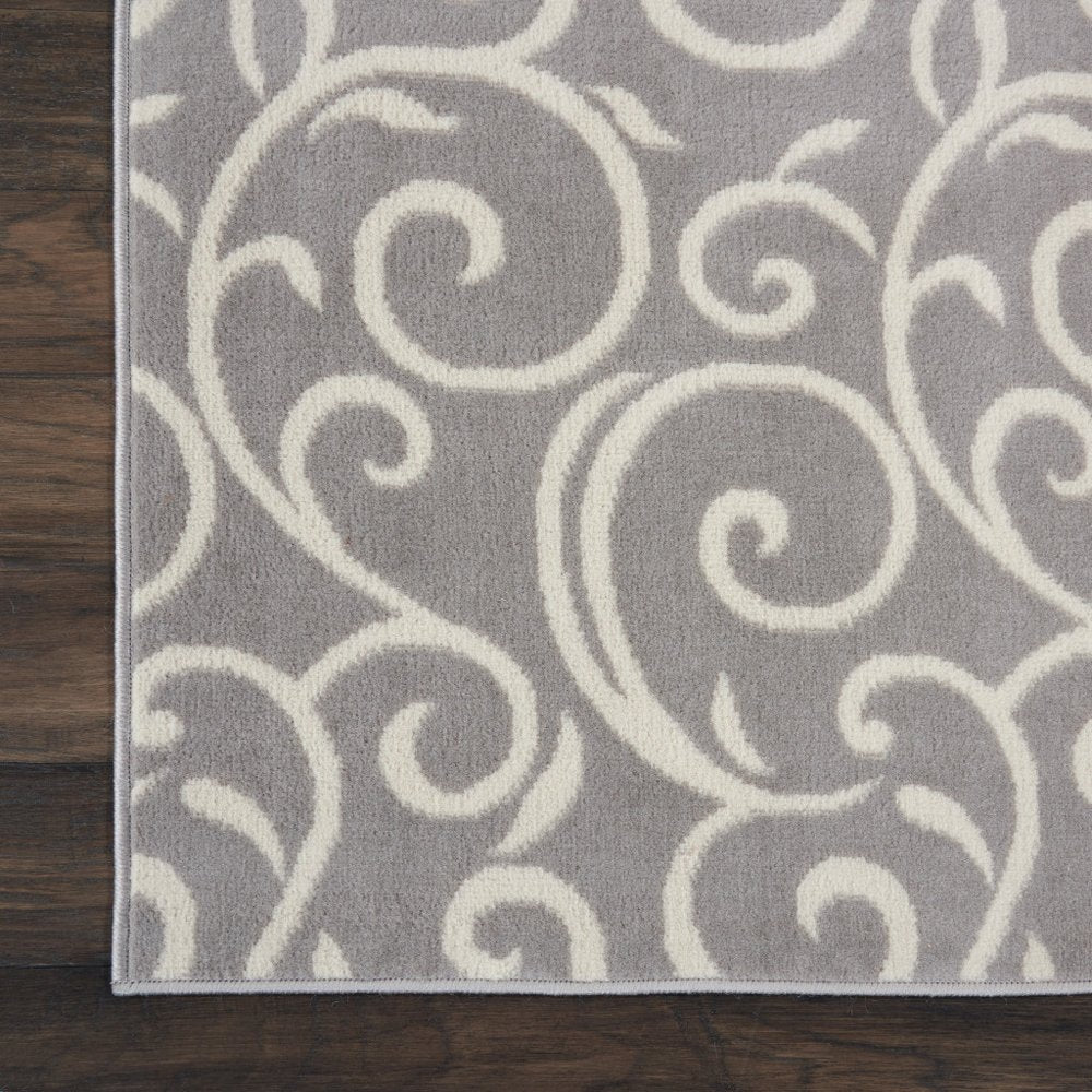 4' X 6' Gray and Ivory Floral Vines Power Loom Area Rug