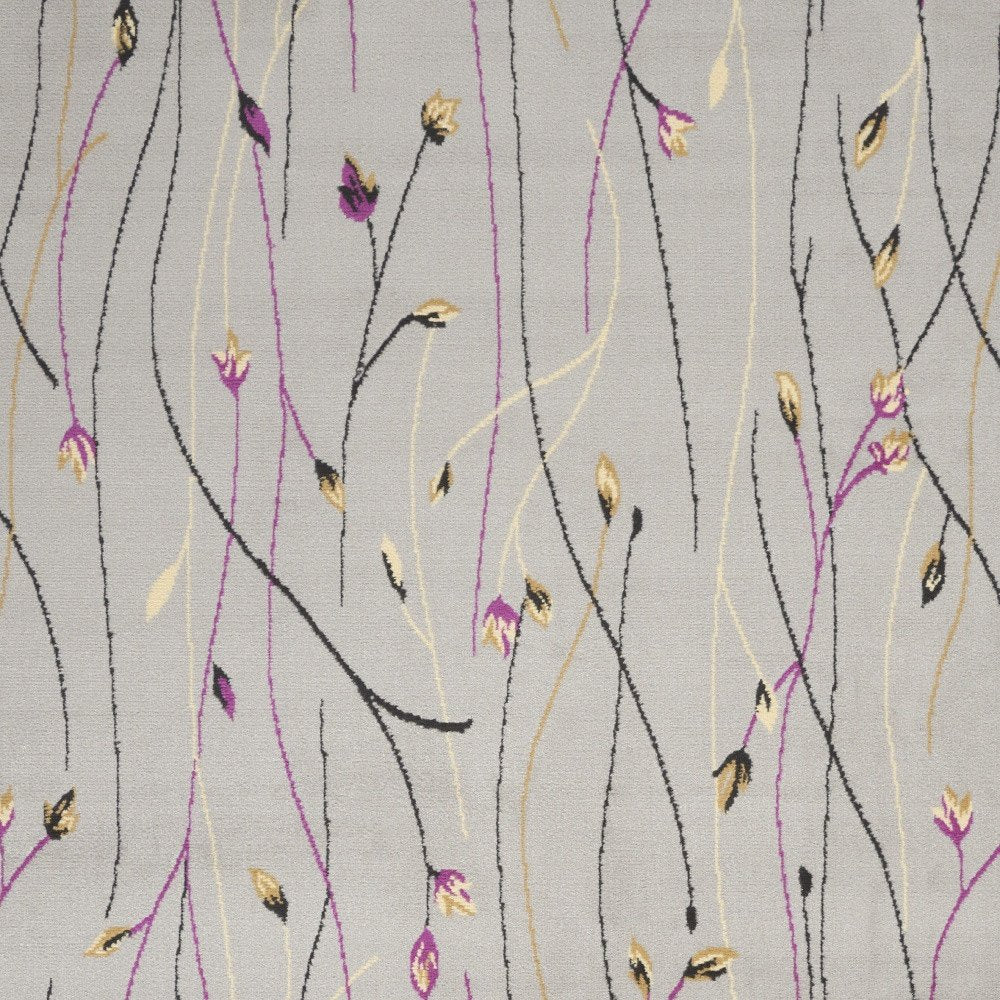 4' X 6' Gray and Pink Floral Power Loom Area Rug