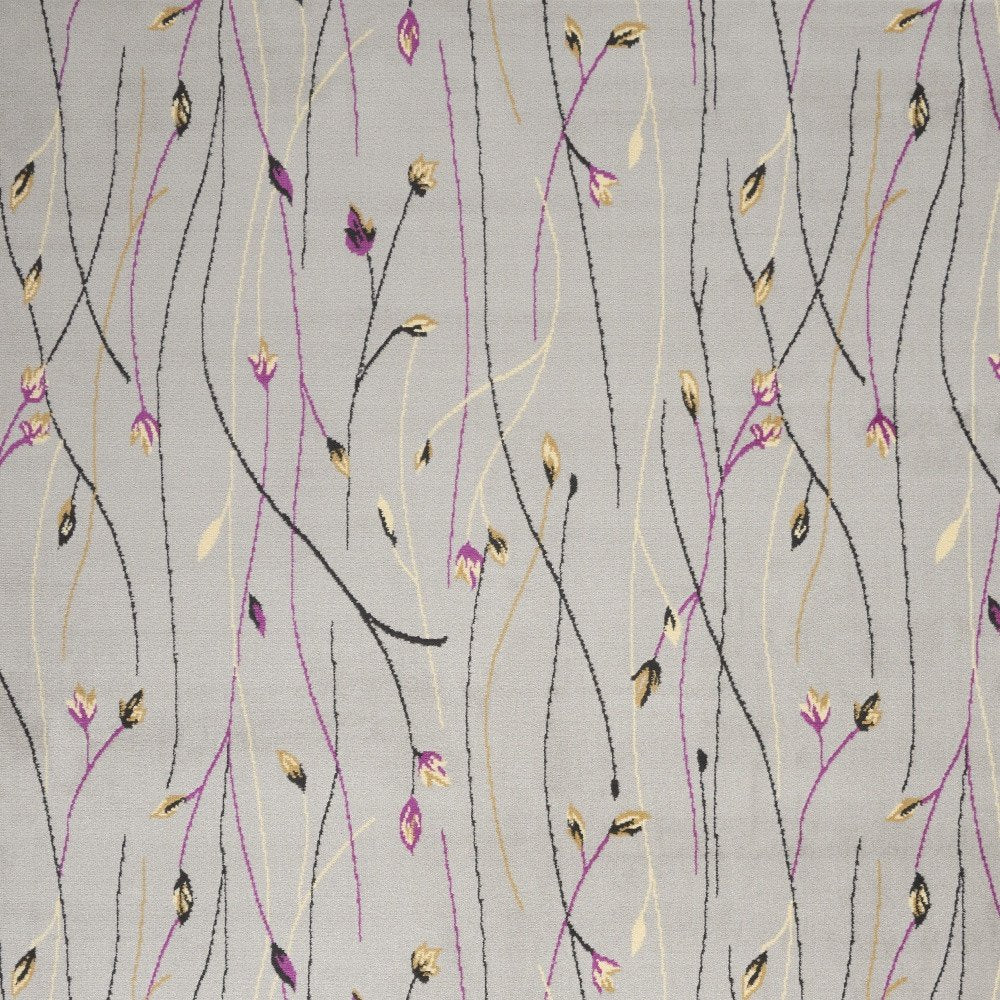 6' X 9' Gray and Pink Floral Power Loom Area Rug