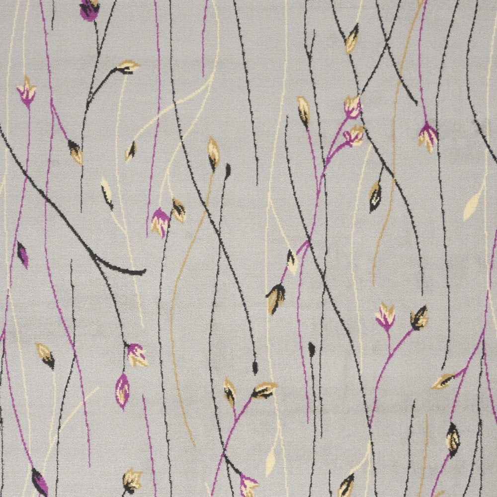 6' X 9' Gray and Pink Floral Power Loom Area Rug