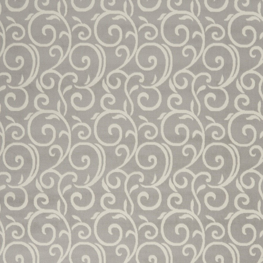 7' X 10' Gray and Ivory Floral Vines Power Loom Area Rug