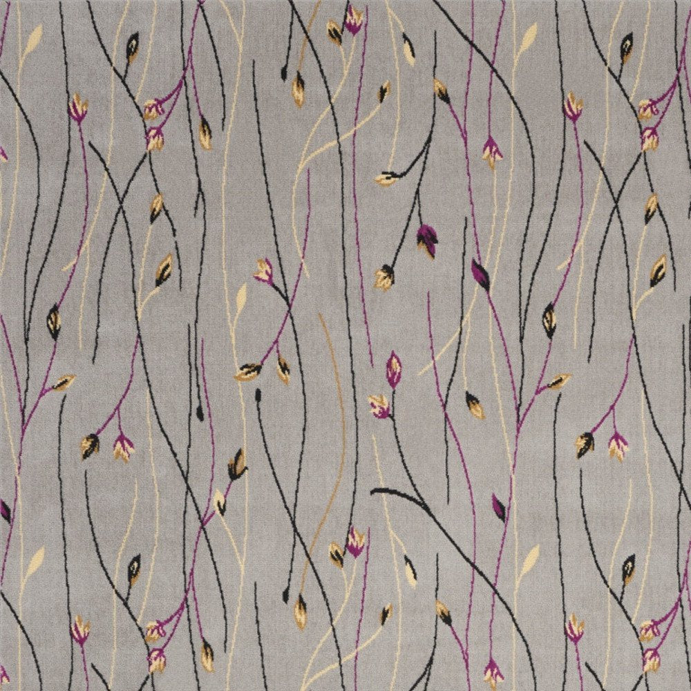 7' X 10' Gray and Pink Floral Power Loom Area Rug