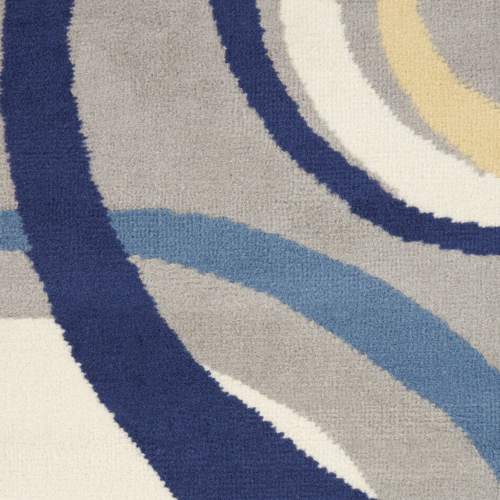 4' X 6' Gray and Blue Geometric Power Loom Area Rug