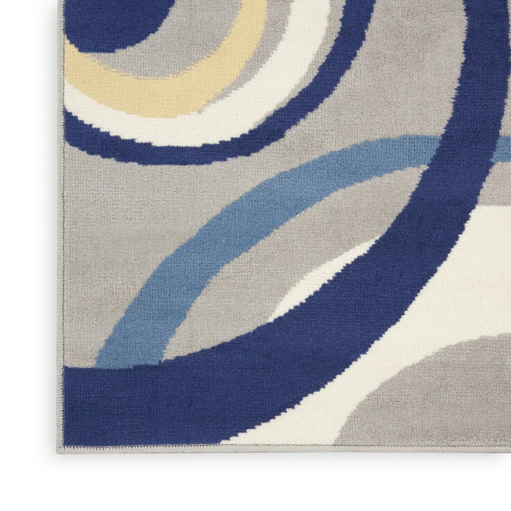 4' X 6' Gray and Blue Geometric Power Loom Area Rug