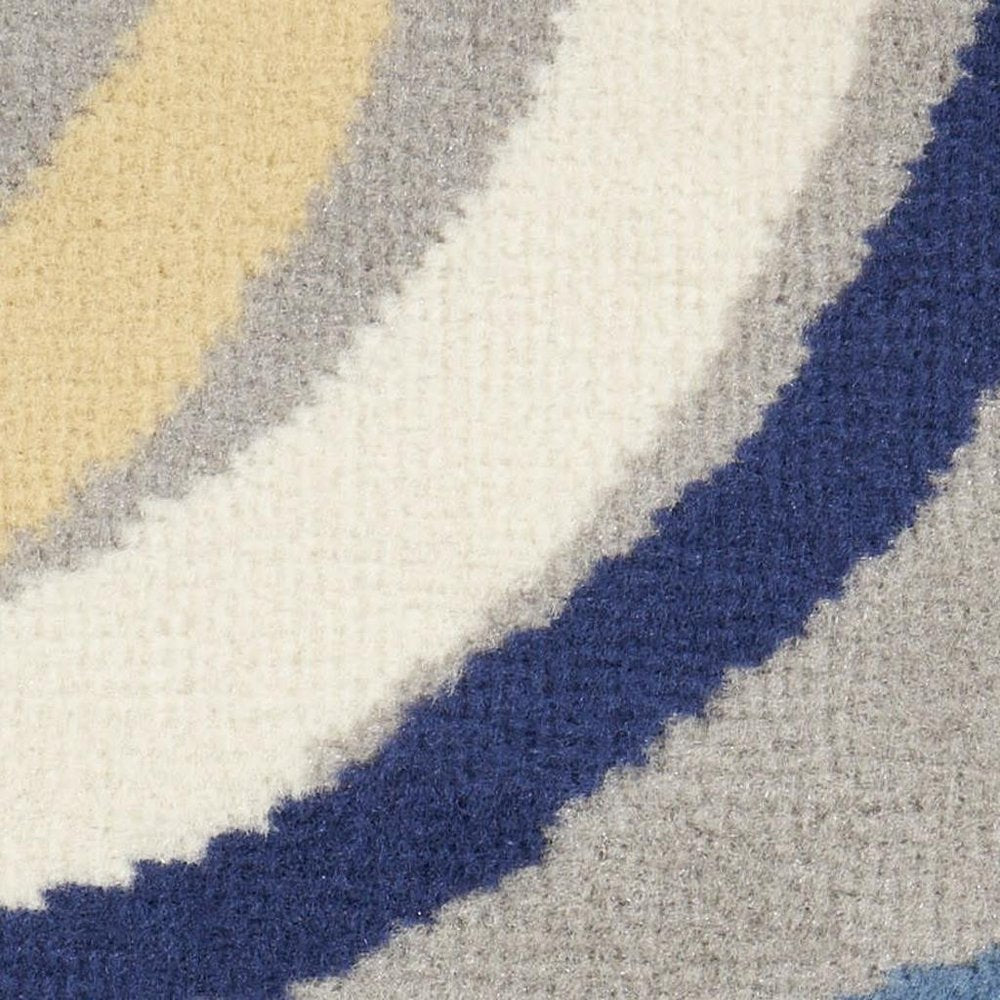 5' X 7' Gray and Blue Geometric Power Loom Area Rug