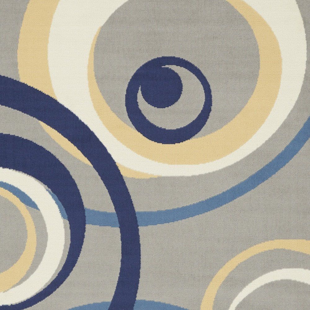 6' X 9' Gray and Blue Geometric Power Loom Area Rug