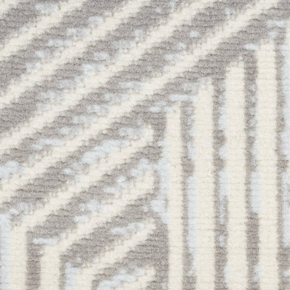 8' Gray And Ivory Geometric Runner Rug