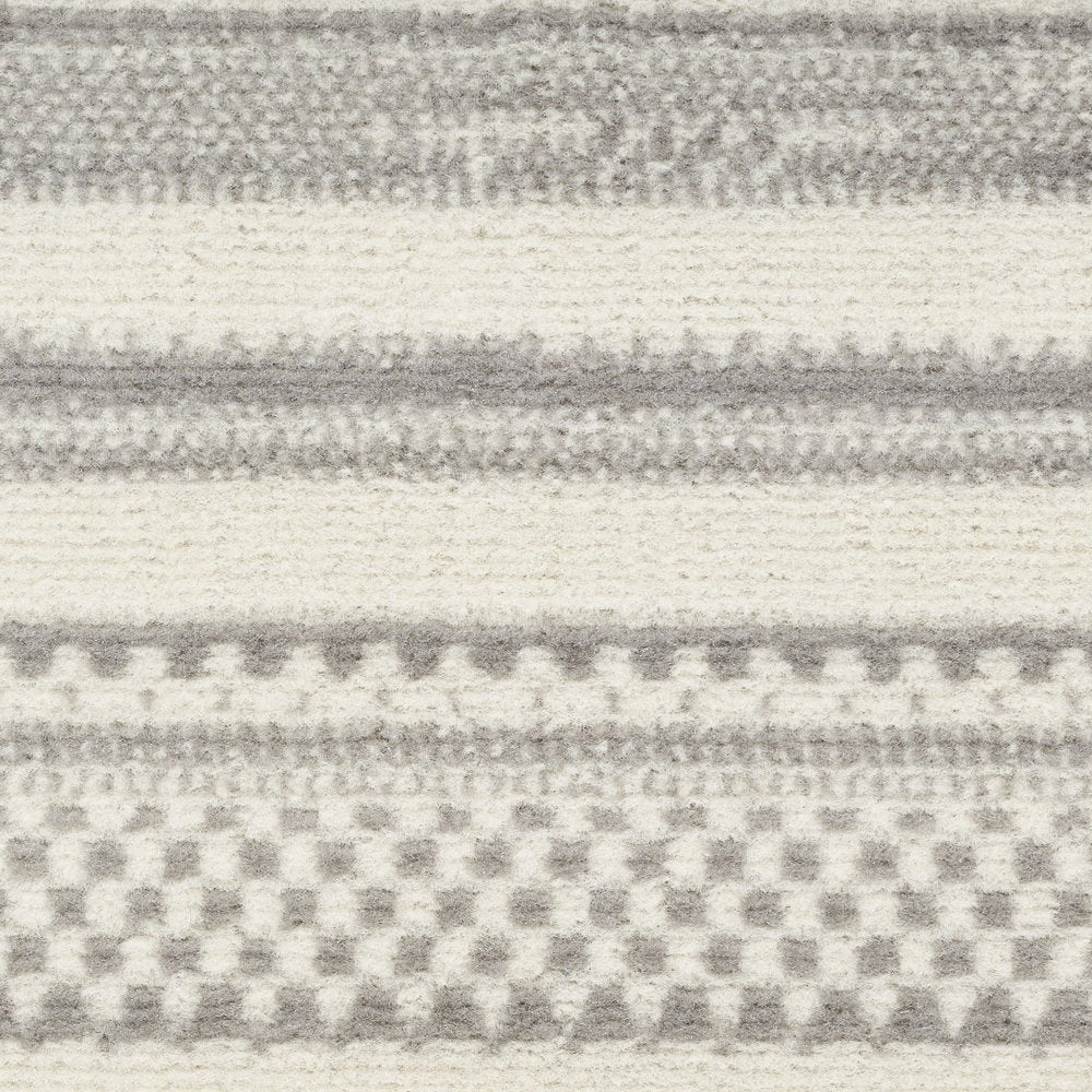 8' Gray And Ivory Striped Distressed Runner Rug