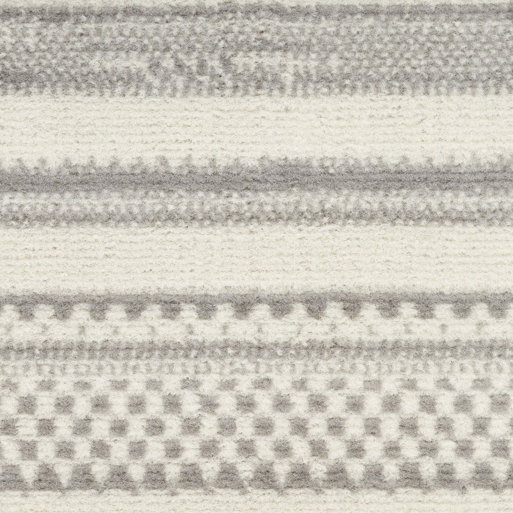 8' Gray And Ivory Striped Distressed Runner Rug