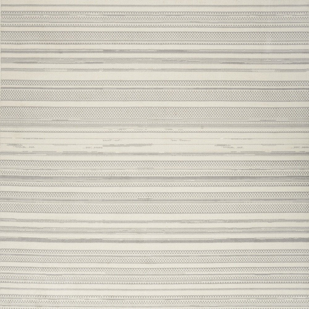 5' X 7' Gray and Ivory Striped Power Loom Distressed Area Rug