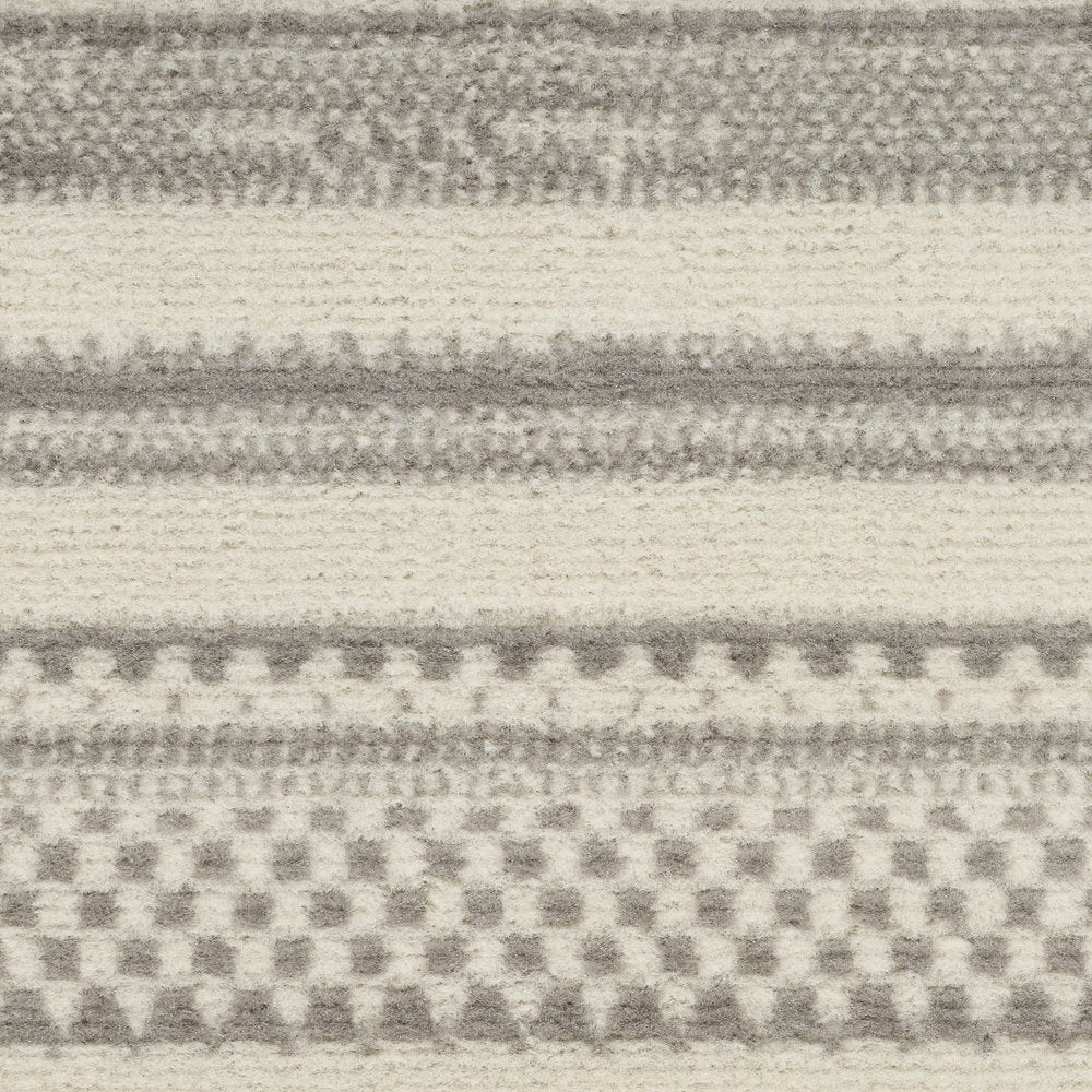 5' X 7' Gray and Ivory Striped Power Loom Distressed Area Rug