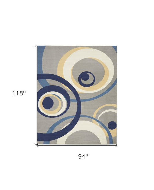 8' X 10' Gray and Ivory Geometric Power Loom Area Rug