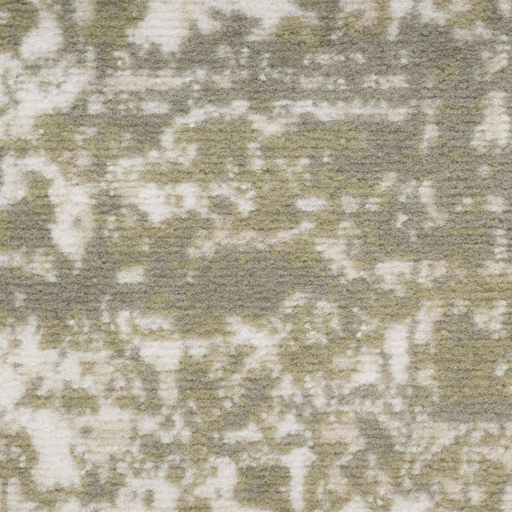 5' X 7' Green and Ivory Medallion Power Loom Distressed Area Rug