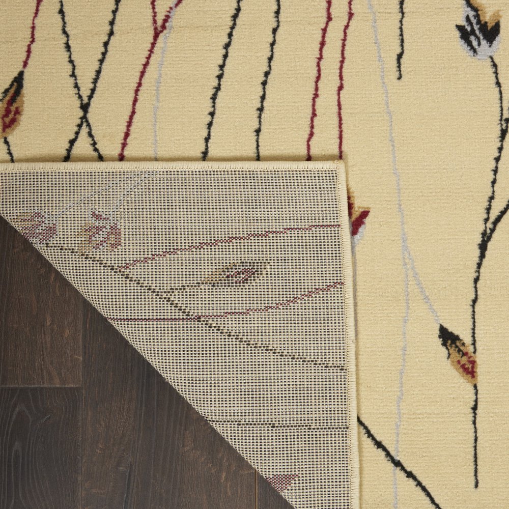 4' X 6' Red and Ivory Floral Power Loom Area Rug