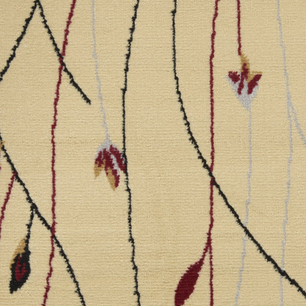 4' X 6' Red and Ivory Floral Power Loom Area Rug