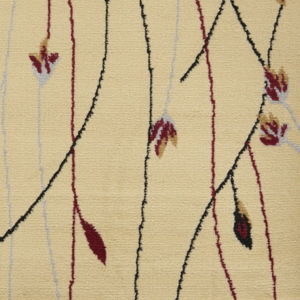 4' X 6' Red and Ivory Floral Power Loom Area Rug