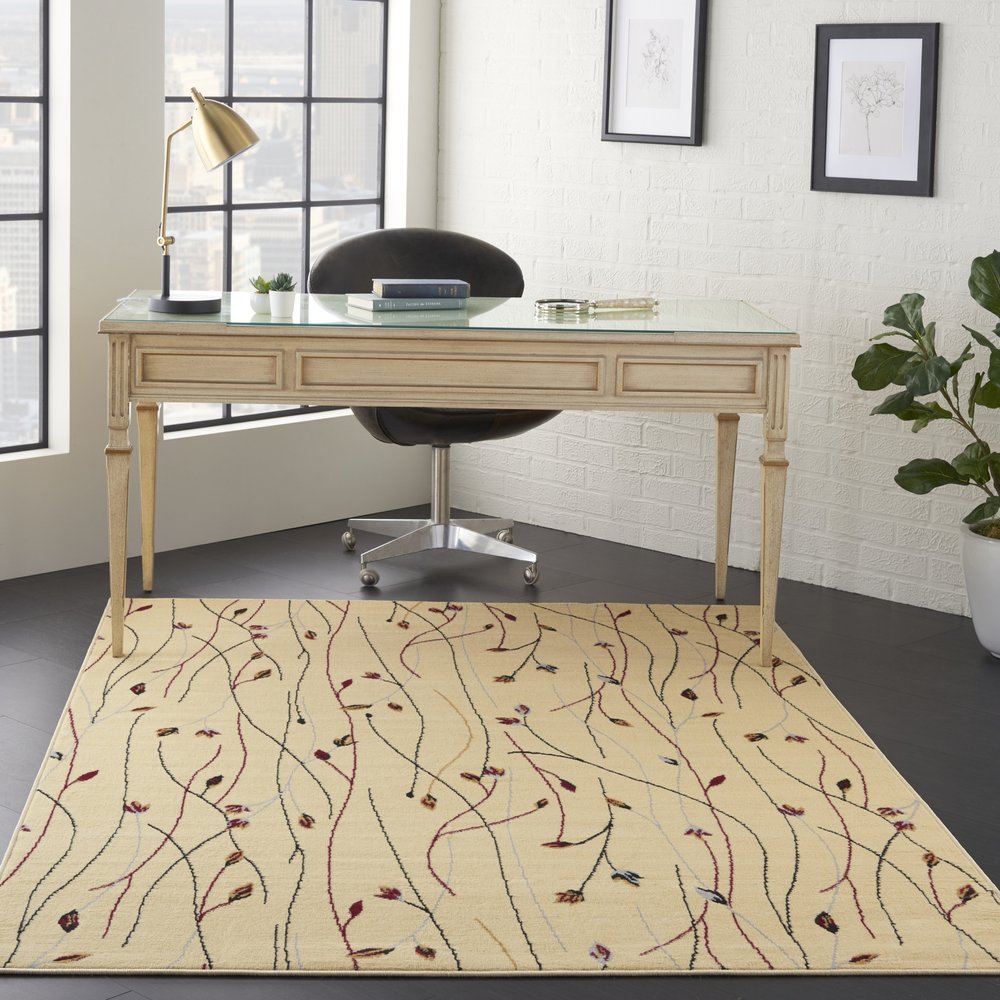 4' X 6' Red and Ivory Floral Power Loom Area Rug