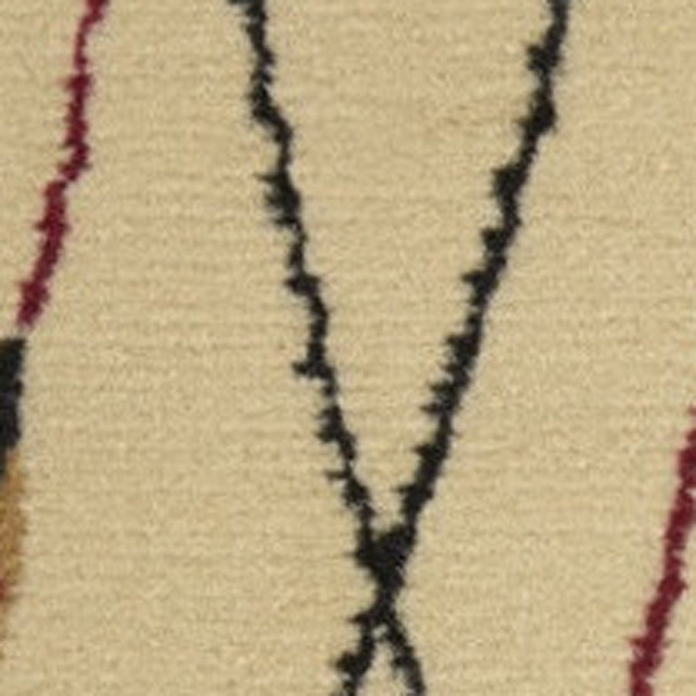 5' X 7' Red and Ivory Floral Power Loom Area Rug