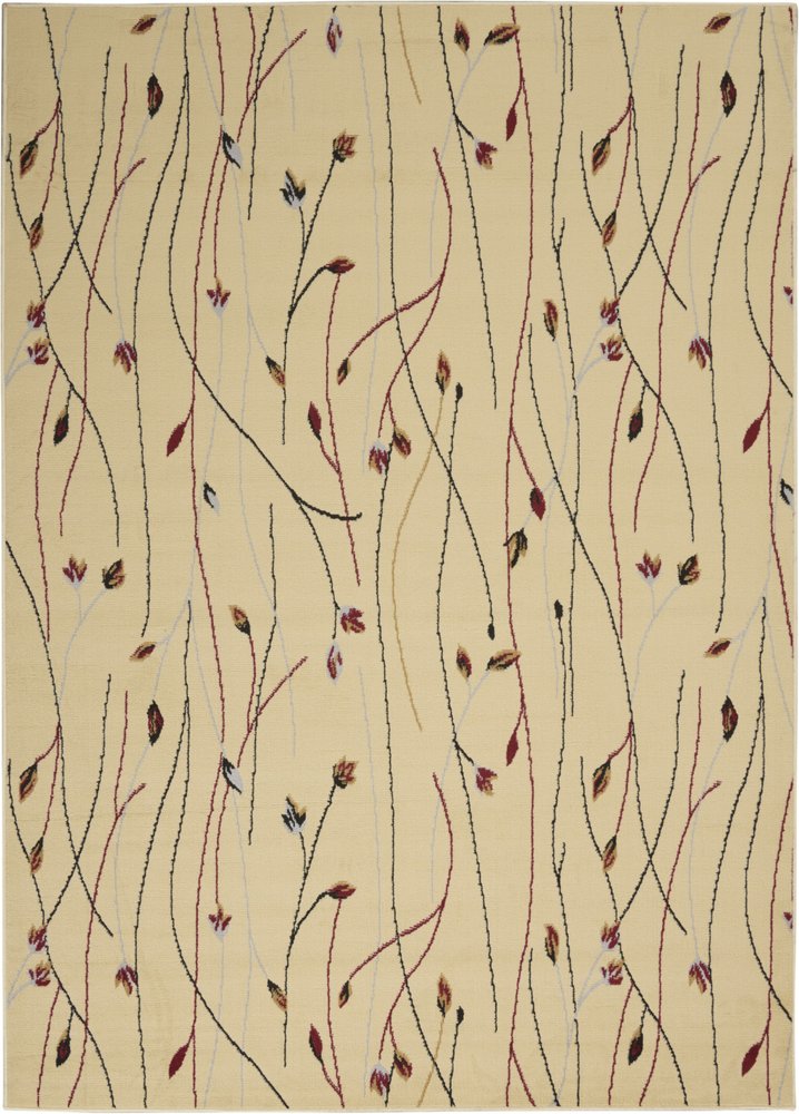 5' X 7' Red and Ivory Floral Power Loom Area Rug