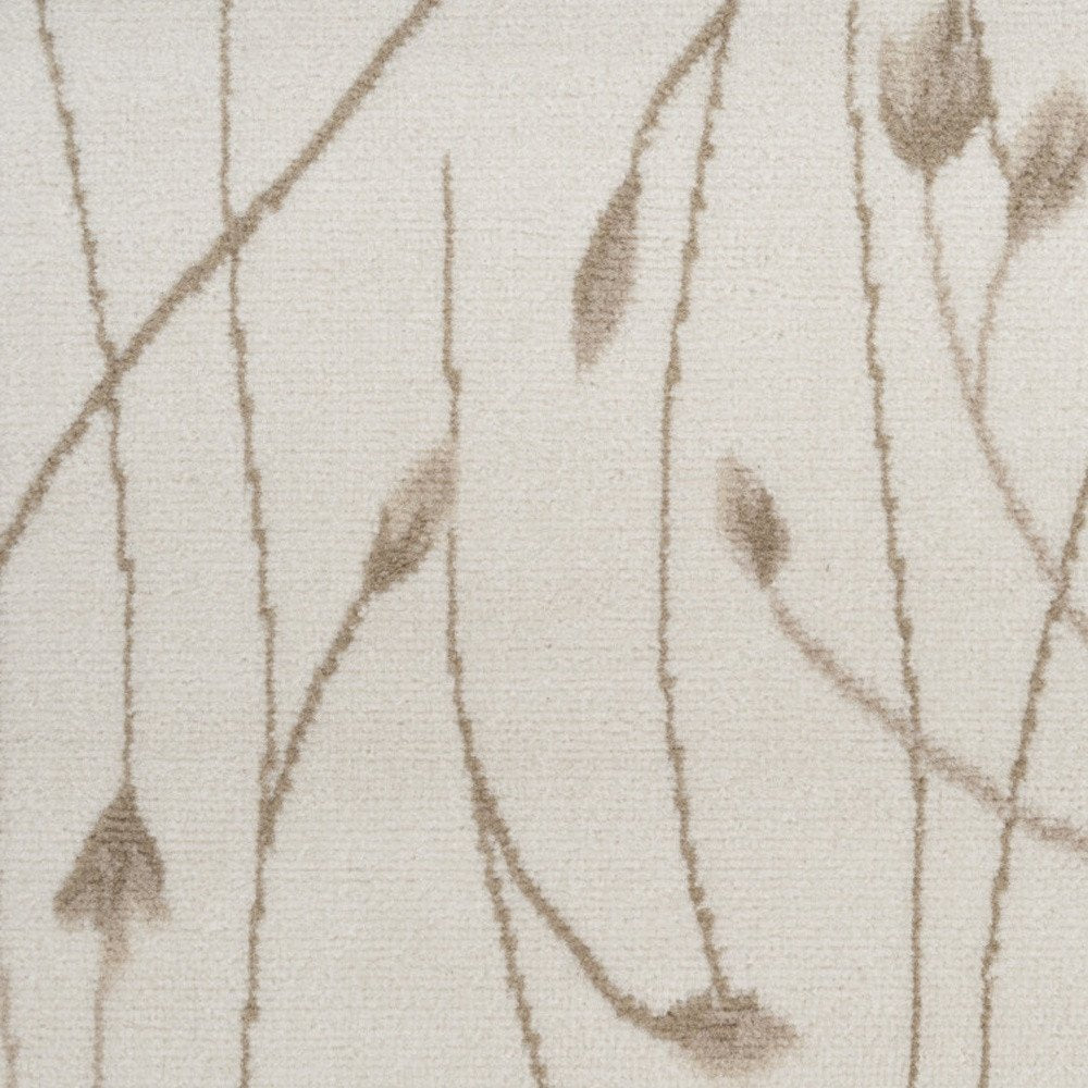 8' Beige And Ivory Floral Runner Rug