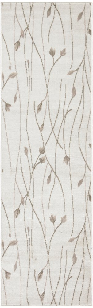 8' Beige And Ivory Floral Runner Rug