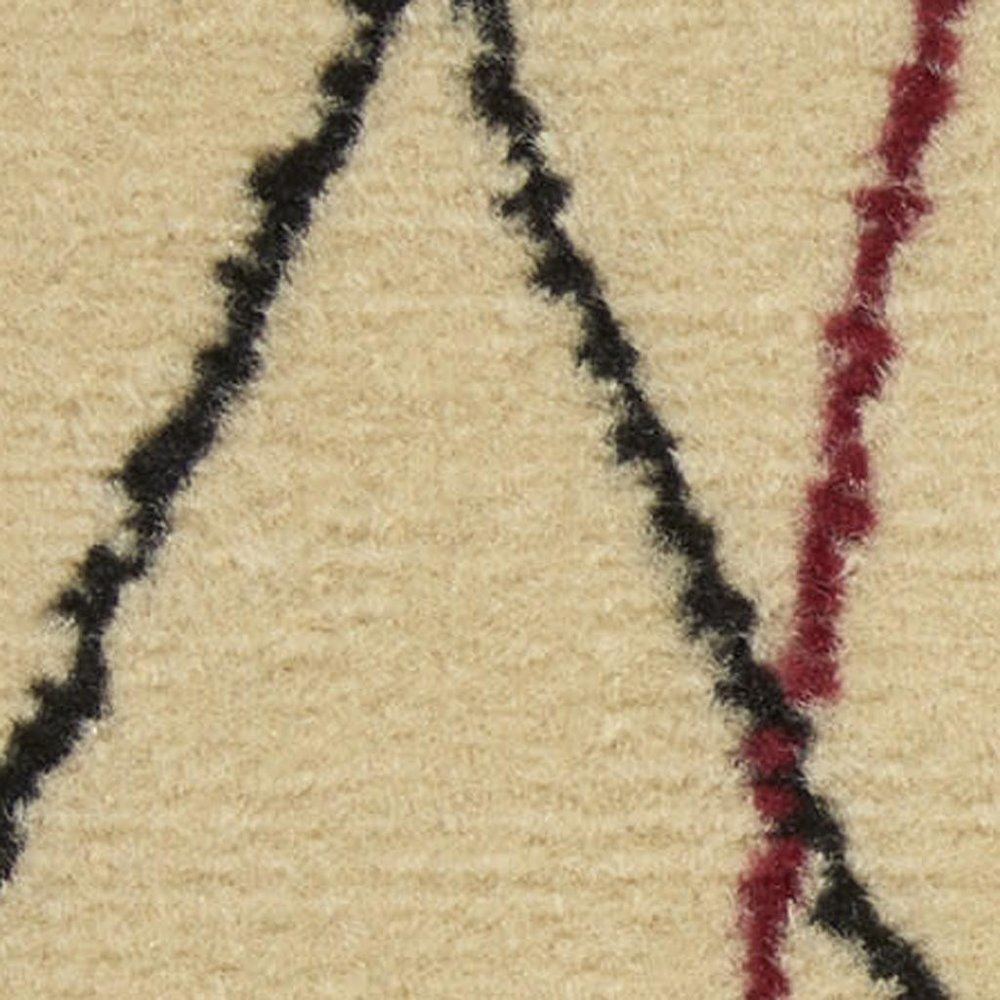 8' Beige And Black Floral Runner Rug