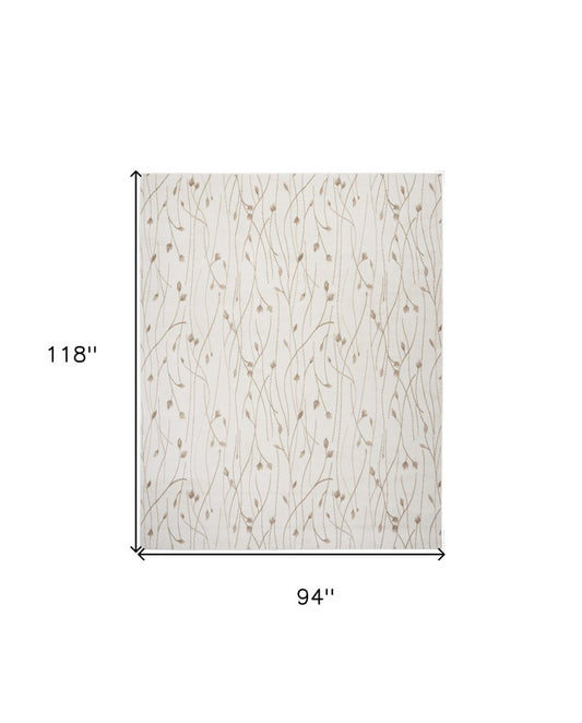 8' X 10' Beige and Ivory Floral Power Loom Area Rug