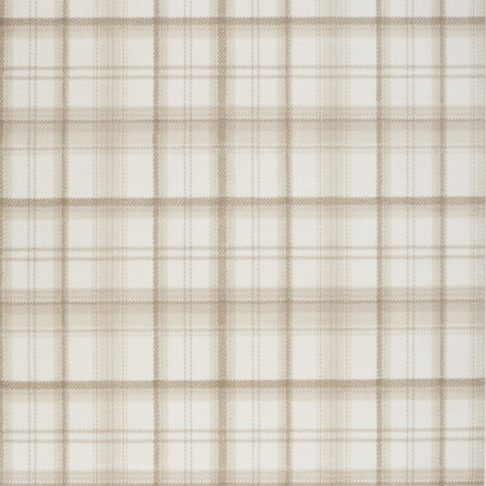 5' X 7' Beige and Ivory Plaid Power Loom Area Rug