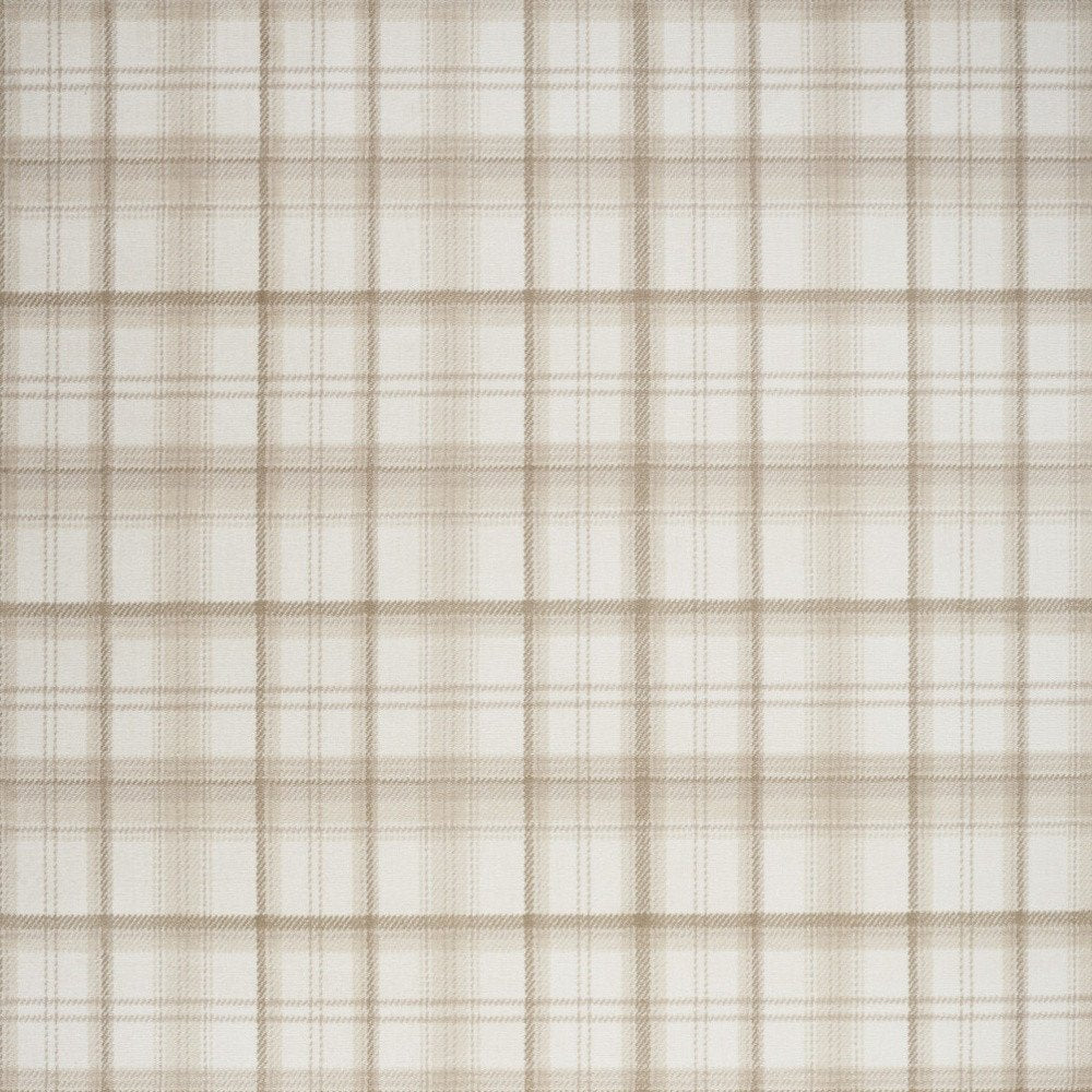 5' X 7' Beige and Ivory Plaid Power Loom Area Rug