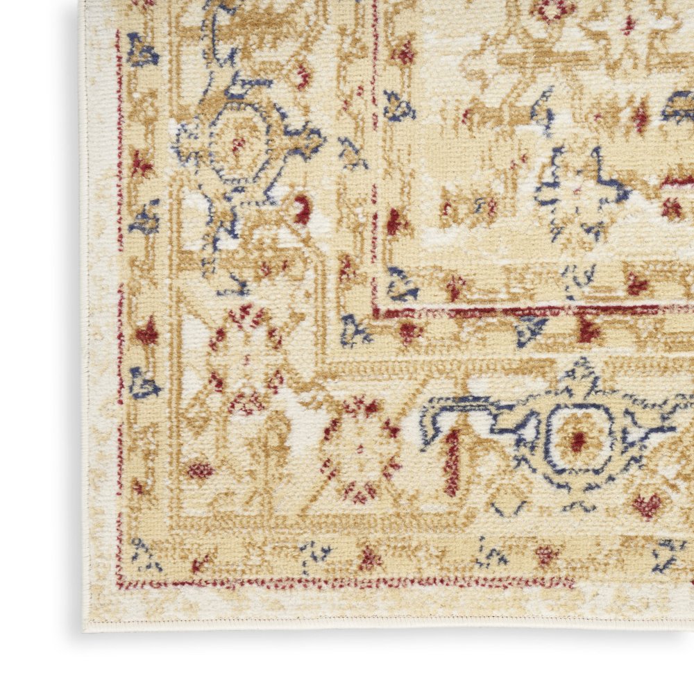 8' Beige And Ivory Medallion Distressed Runner Rug