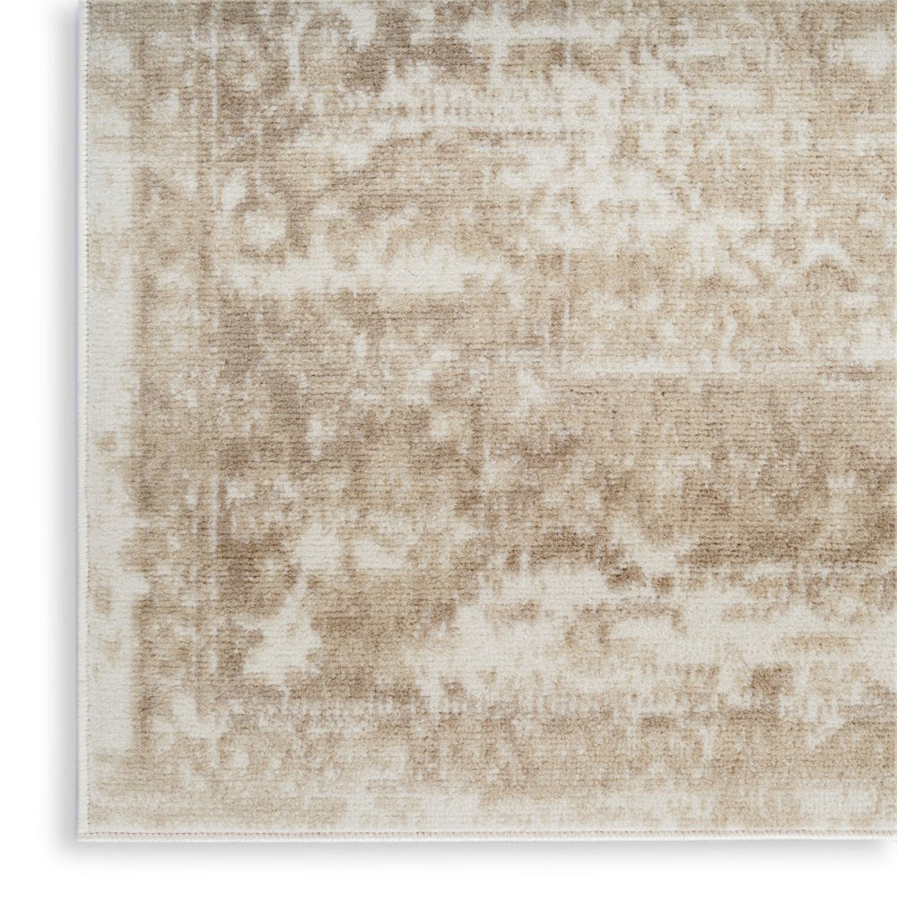 8' Beige And Ivory Medallion Distressed Runner Rug